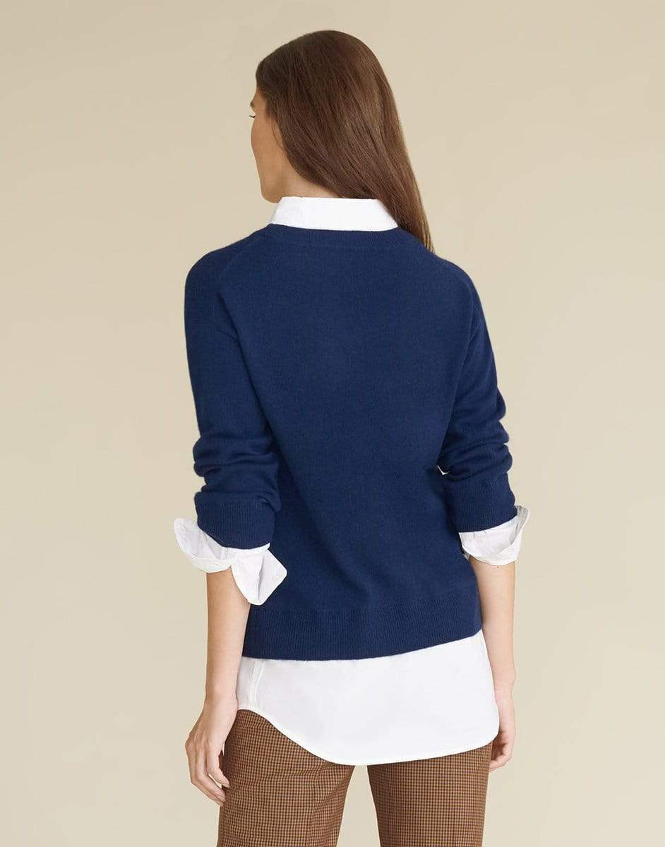 VERONICA BEARD-Navy Brami Mixed-Media Sweater-