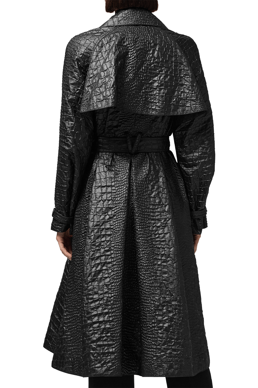VERSACE-Croc-Lacquered Cloquet Trench Coat-