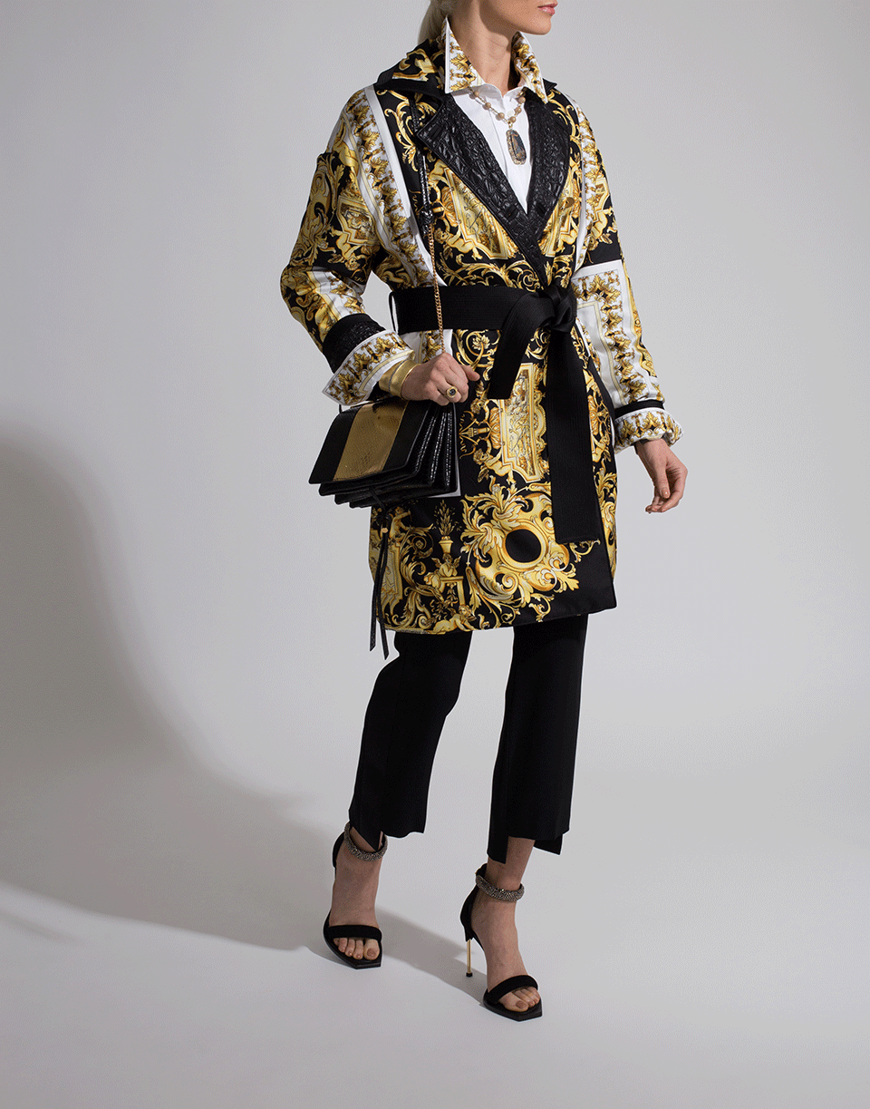 VERSACE-Reversible Belted Coat-BLACK