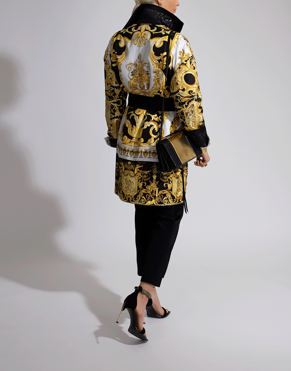 VERSACE-Reversible Belted Coat-BLACK