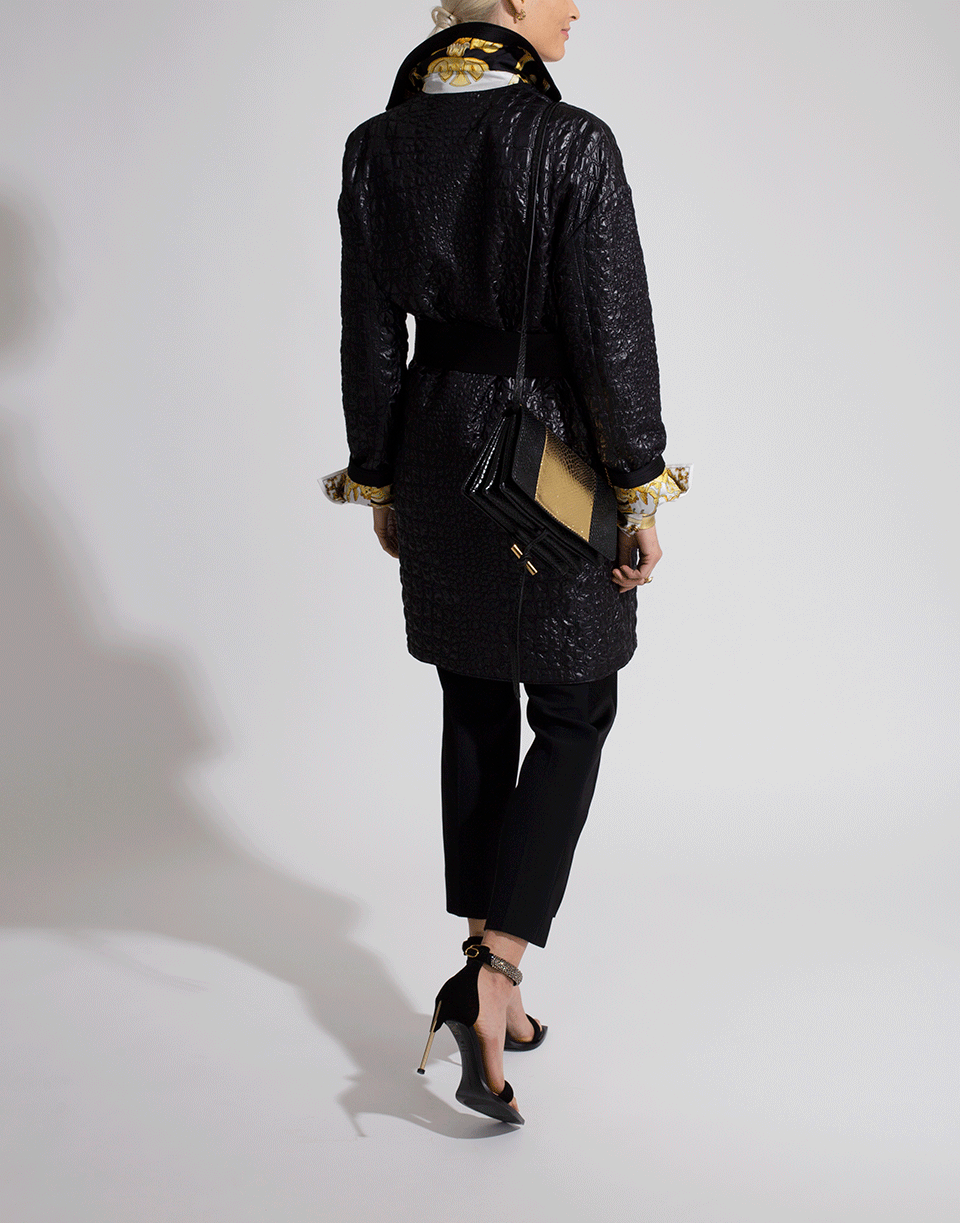 VERSACE-Reversible Belted Coat-BLACK