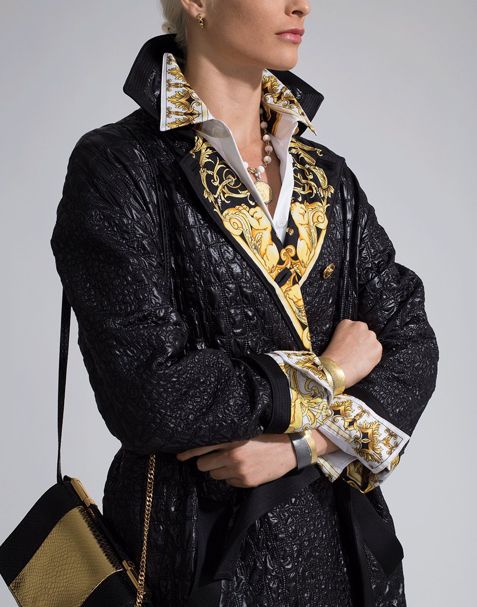 VERSACE-Reversible Belted Coat-BLACK