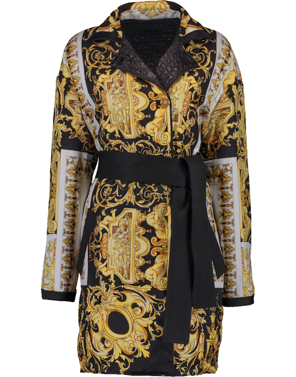 VERSACE-Reversible Belted Coat-BLACK
