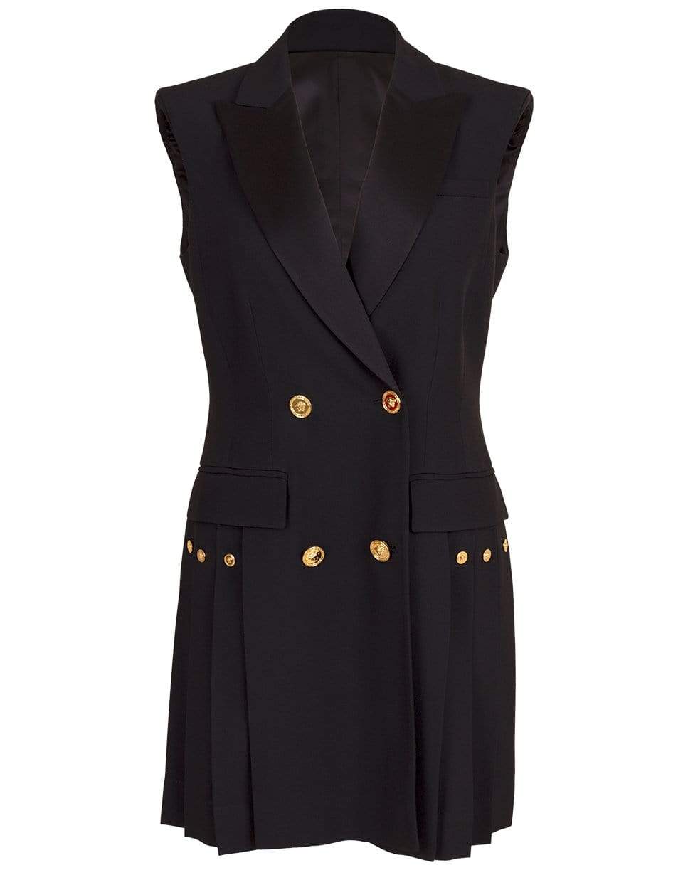 VERSACE-Pleated Vest Dress-BLACK