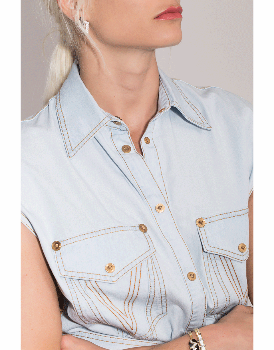 VERSACE-Printed Silk Back Shirt Dress-