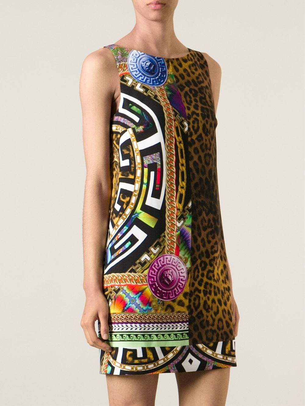 VERSACE-Multi-Print Shift Dress-