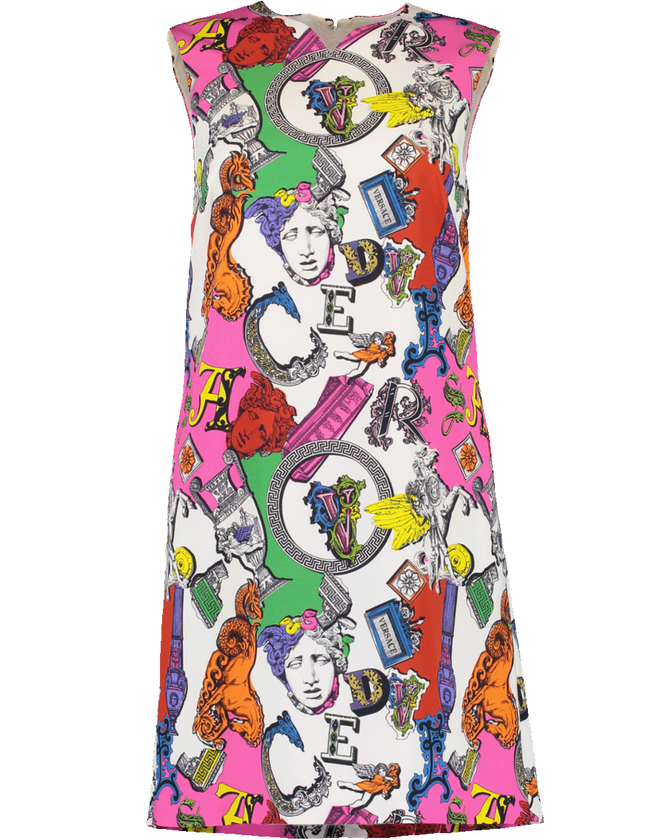 VERSACE-Pegasus Print Shift Dress-