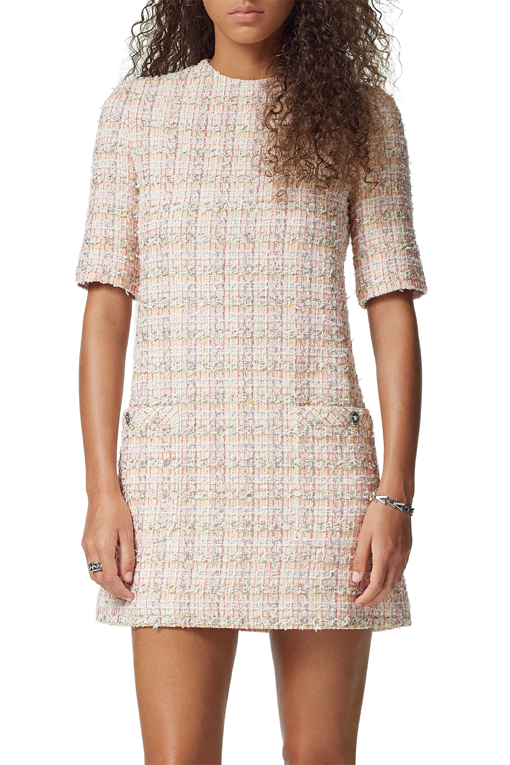 A-Line Midi Dress-PNK/WHT-38-CLOTHINGDRESSCASUAL-VERSACE