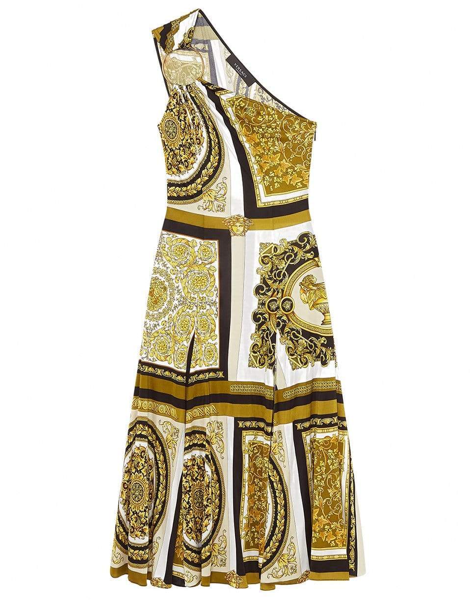 VERSACE-Ring Detail One Shoulder Dress-
