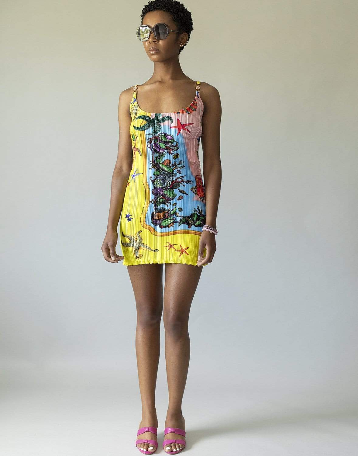VERSACE-Trésor De La Mer Print Dress-