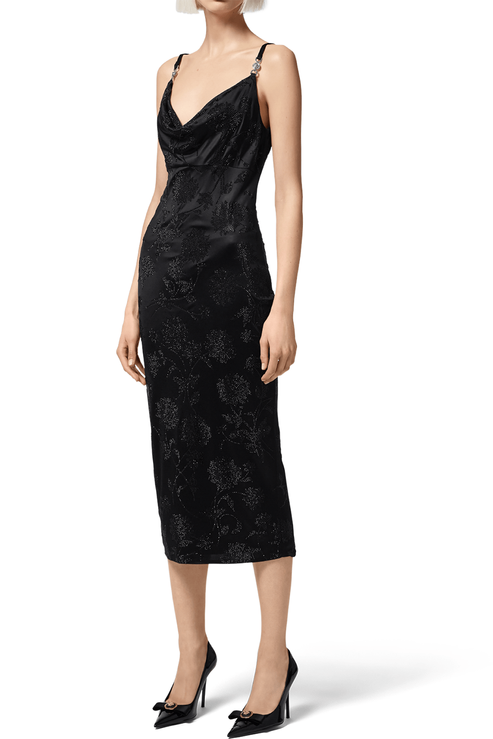VERSACE-Strass-Embroidered Cocktail Dress-