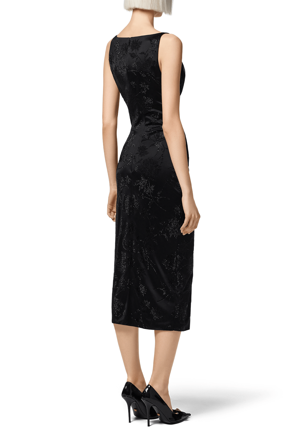 VERSACE-Strass-Embroidered Cocktail Dress-