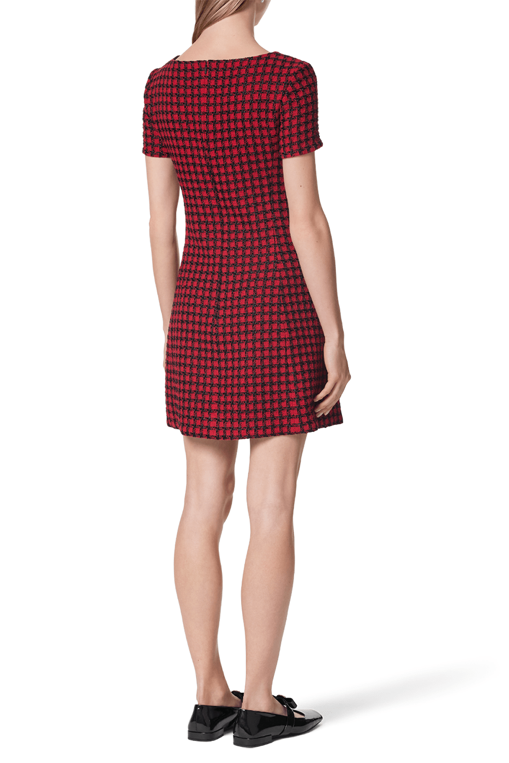 VERSACE-Windowpane Short Sleeve Dress-