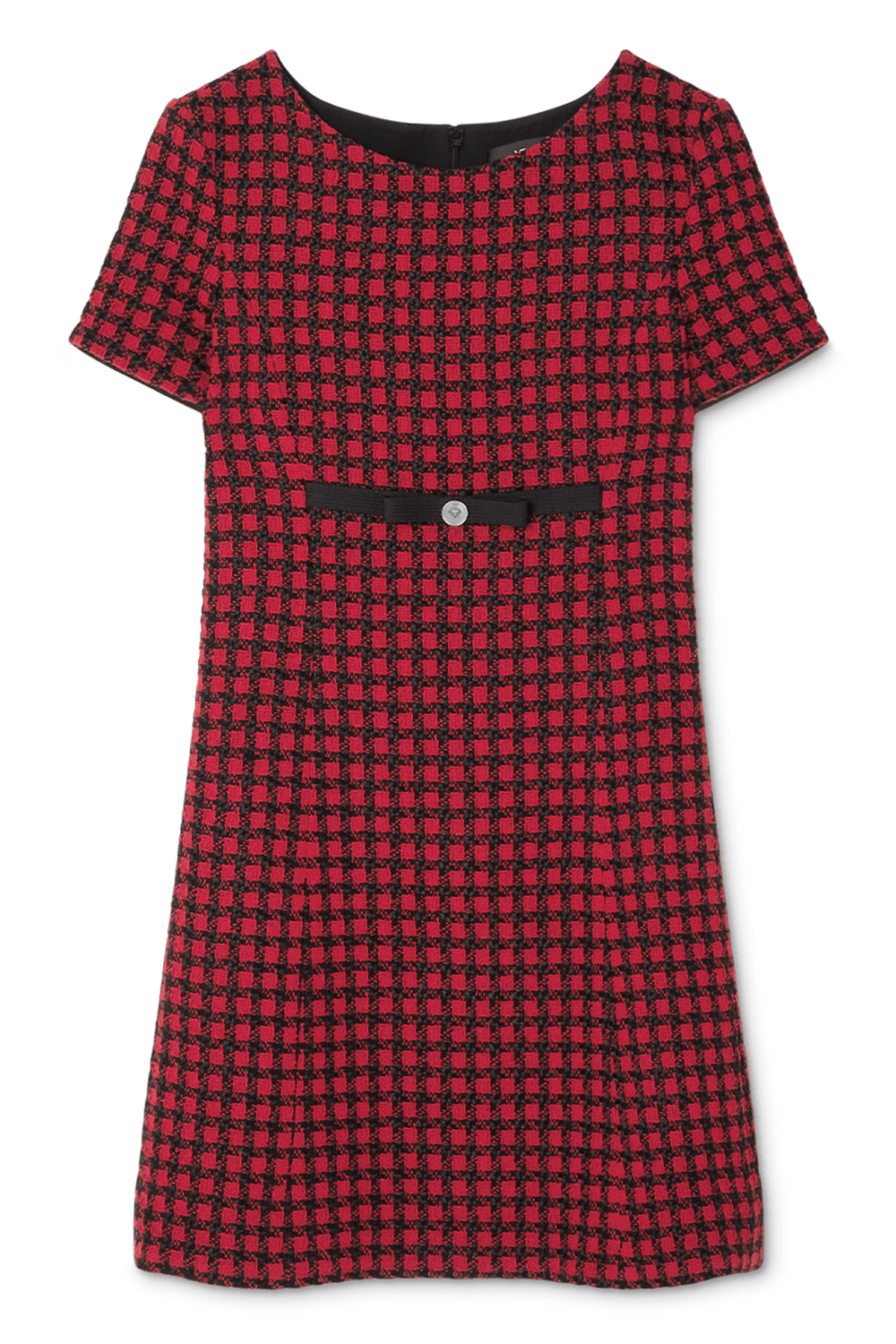 VERSACE-Windowpane Short Sleeve Dress-