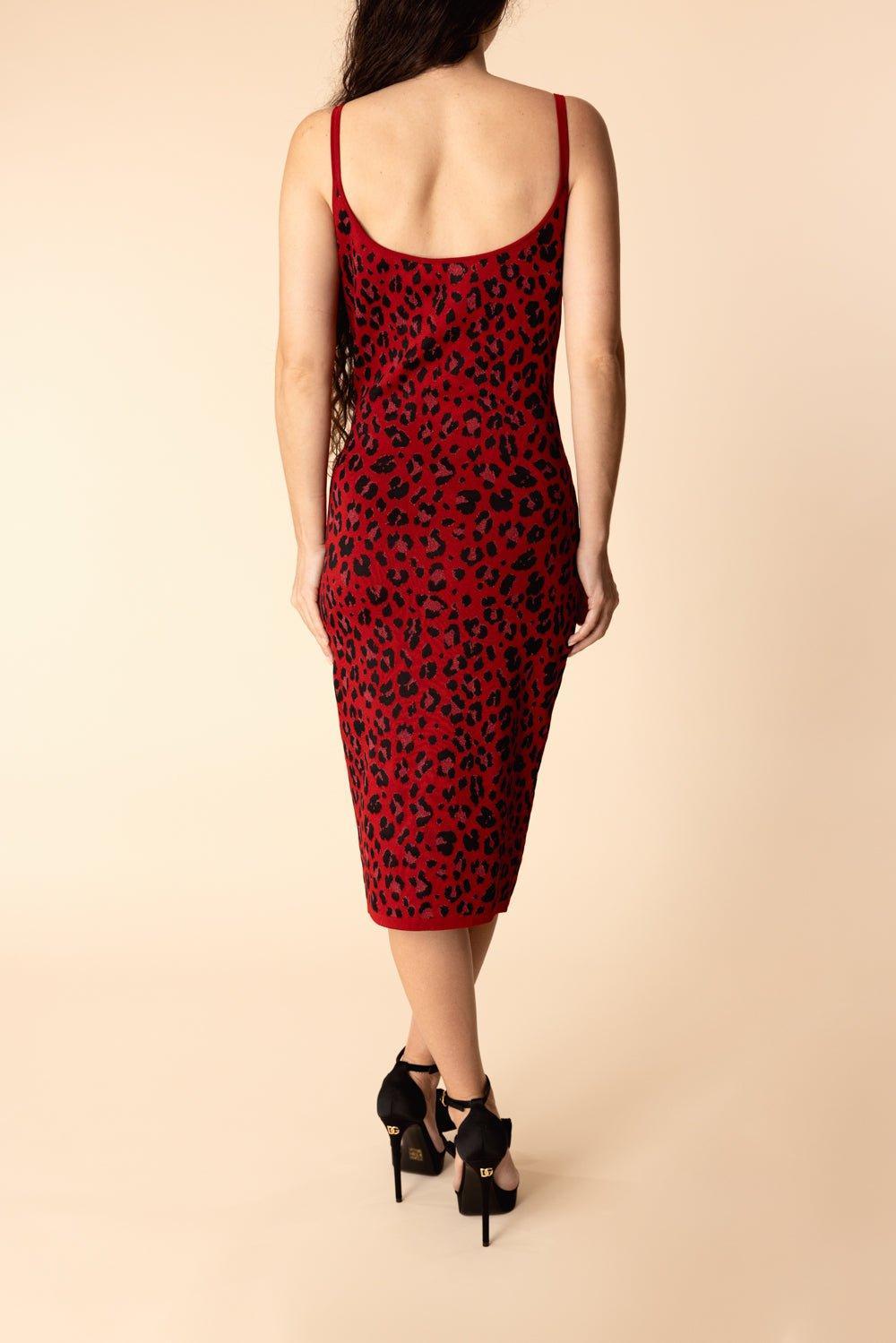 VERSACE-Animal Print Midi Dress-