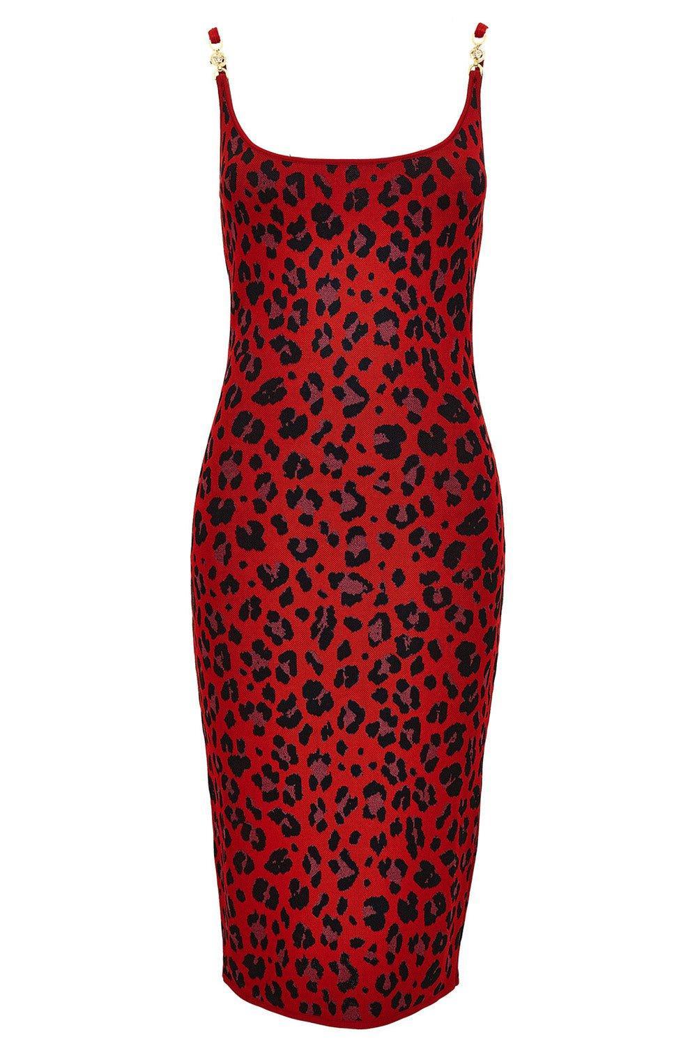 VERSACE-Animal Print Midi Dress-