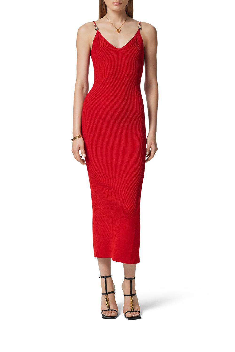 Safety Pin Midi Dress-LPSTK RD-38-CLOTHINGDRESSCOCKTAIL-VERSACE