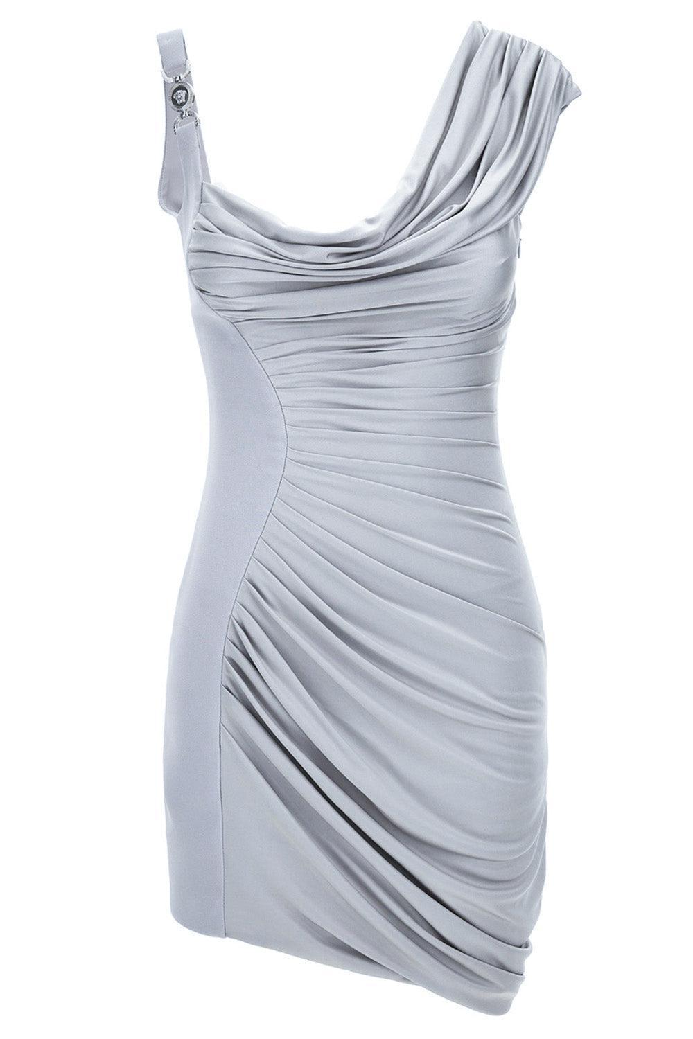 Medusa '95 Draped Dress-SLVR GRY-38-CLOTHINGDRESSCOCKTAIL-VERSACE