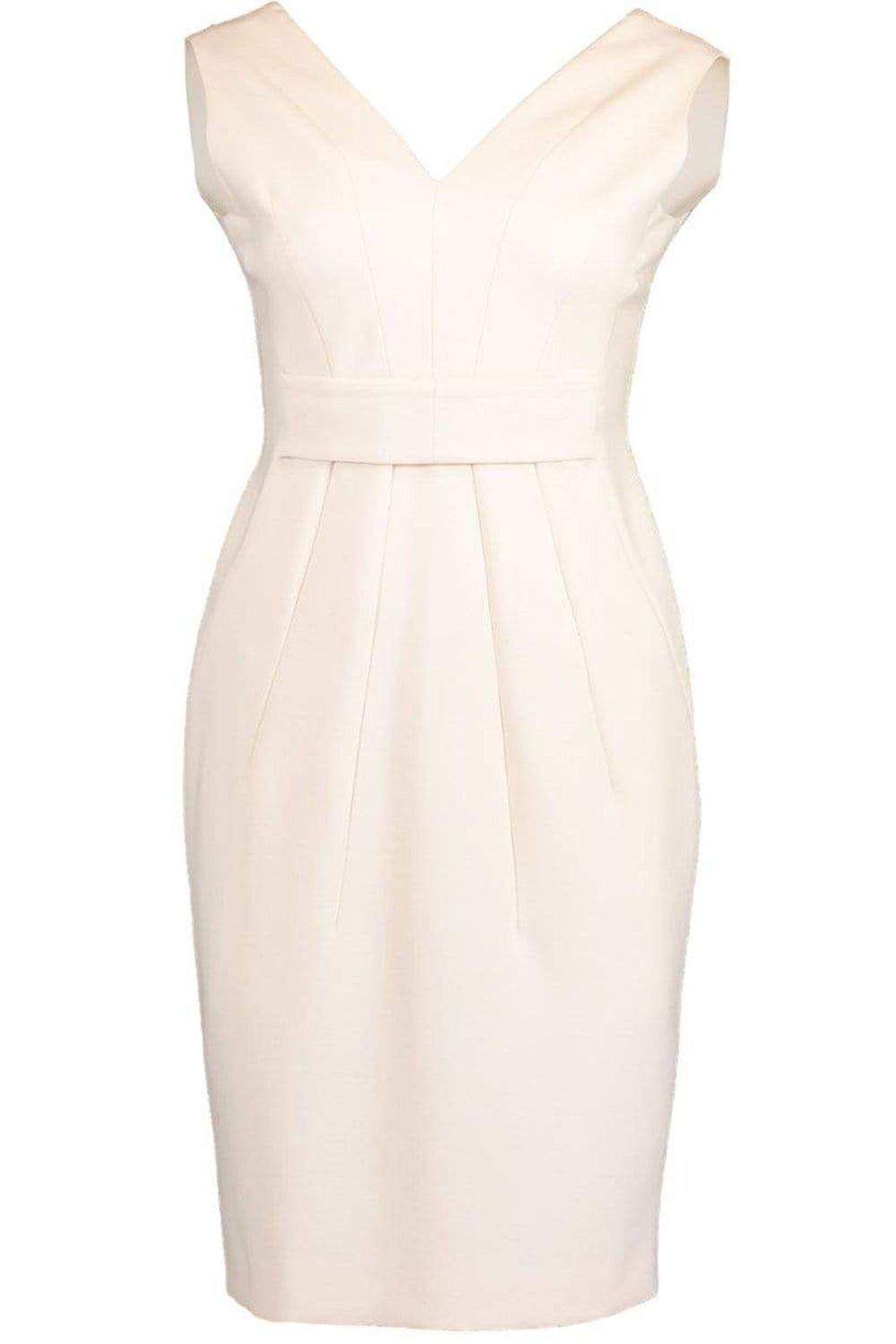 VERSACE-Sleeveless V-Neck Logo Waist Dress-WHITE