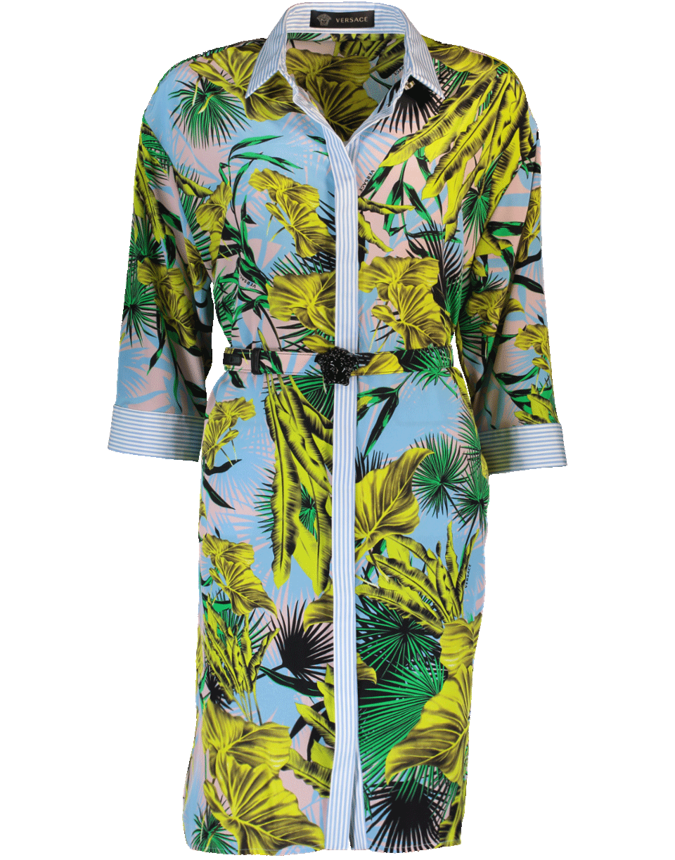 VERSACE-Palm Print Dress-