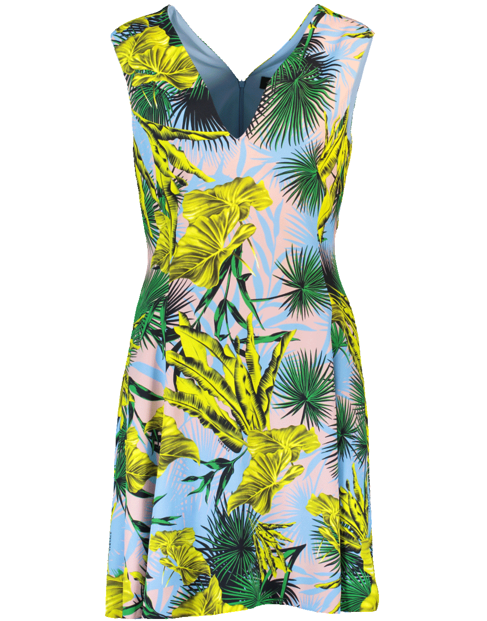 VERSACE-Palm Print Dress-