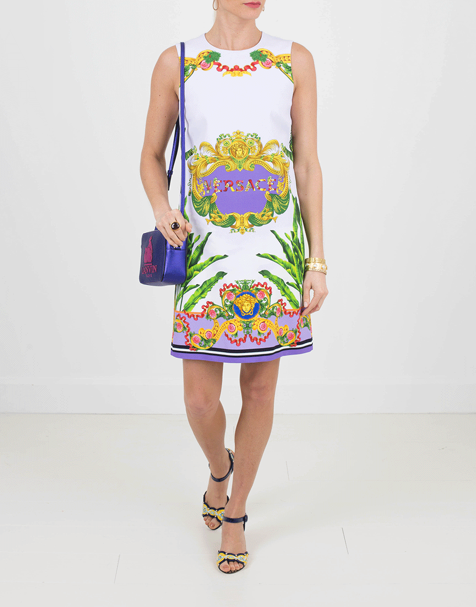 VERSACE-Miami Print Shift Dress-