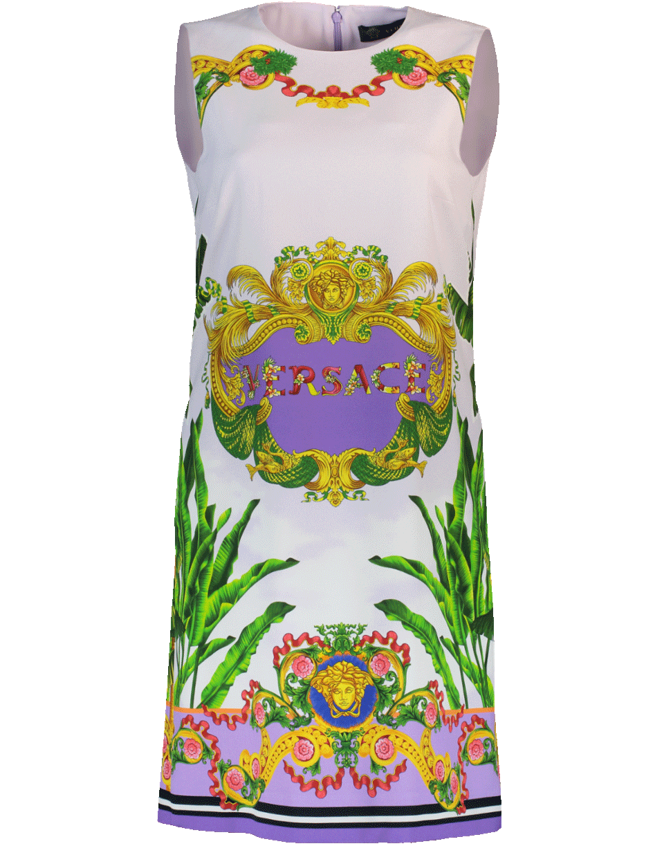 VERSACE-Miami Print Shift Dress-