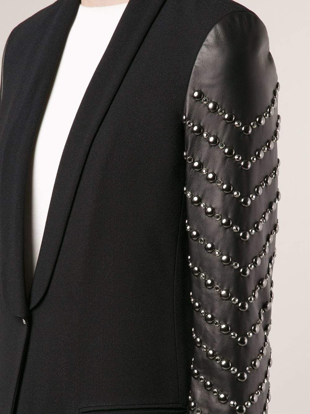 VERSACE-Leather Sleeved Blazer-