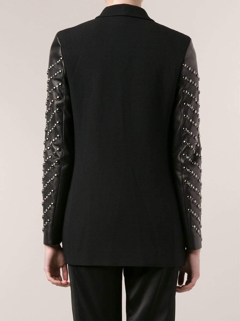 VERSACE-Leather Sleeved Blazer-