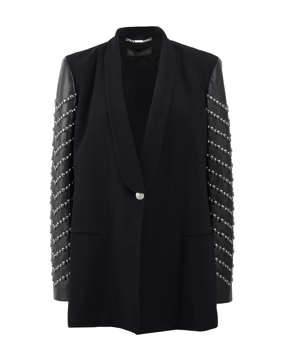 VERSACE-Leather Sleeved Blazer-