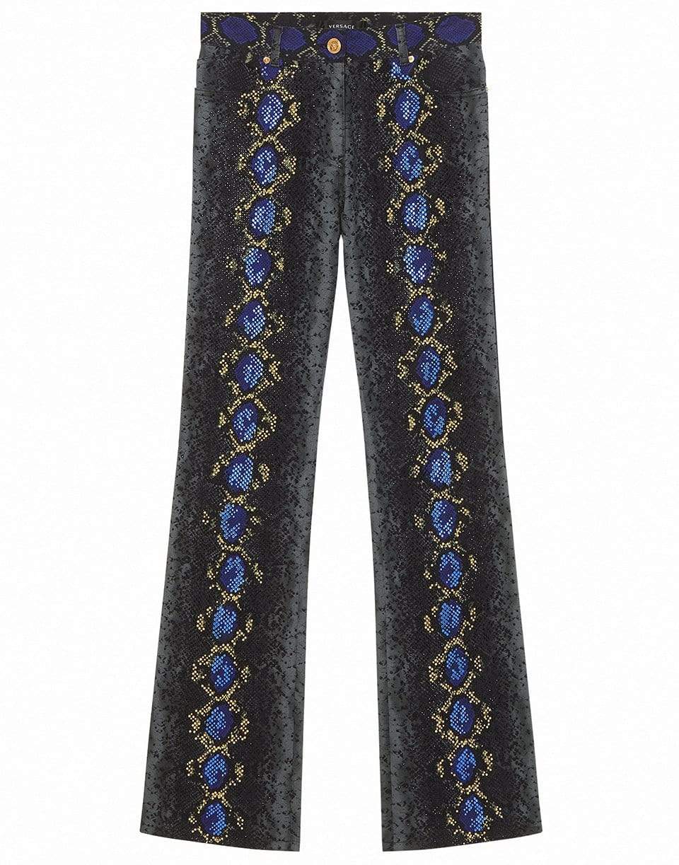 VERSACE-Python Print Studded Jeans-