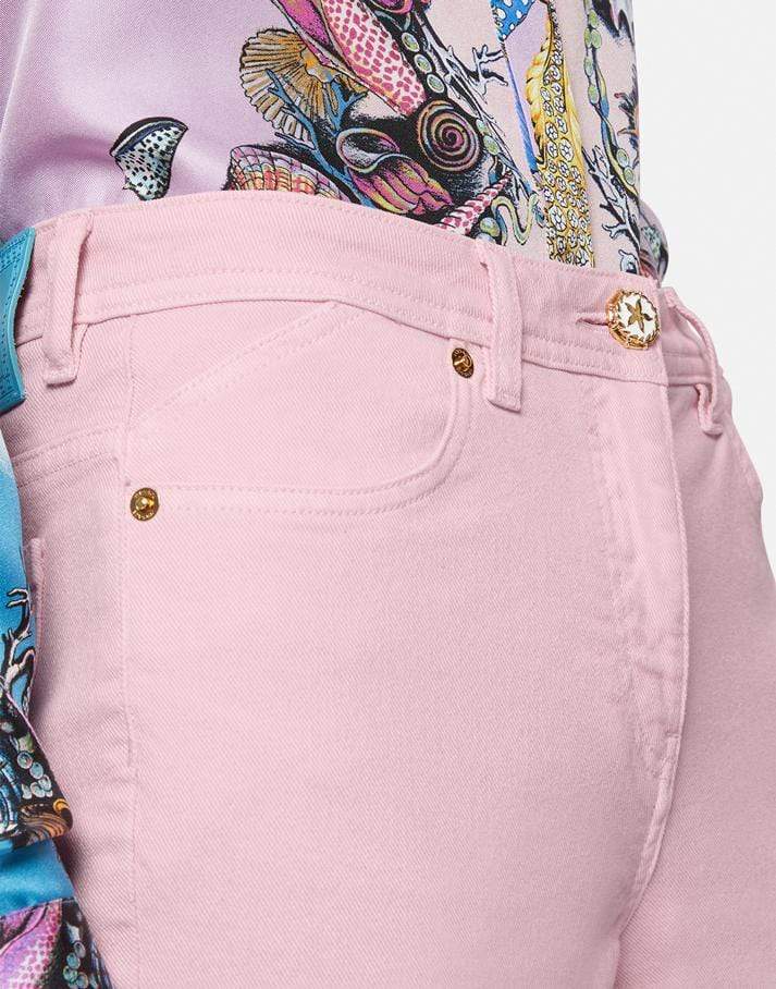 VERSACE-Pastel Pink Straight Leg Jeans-