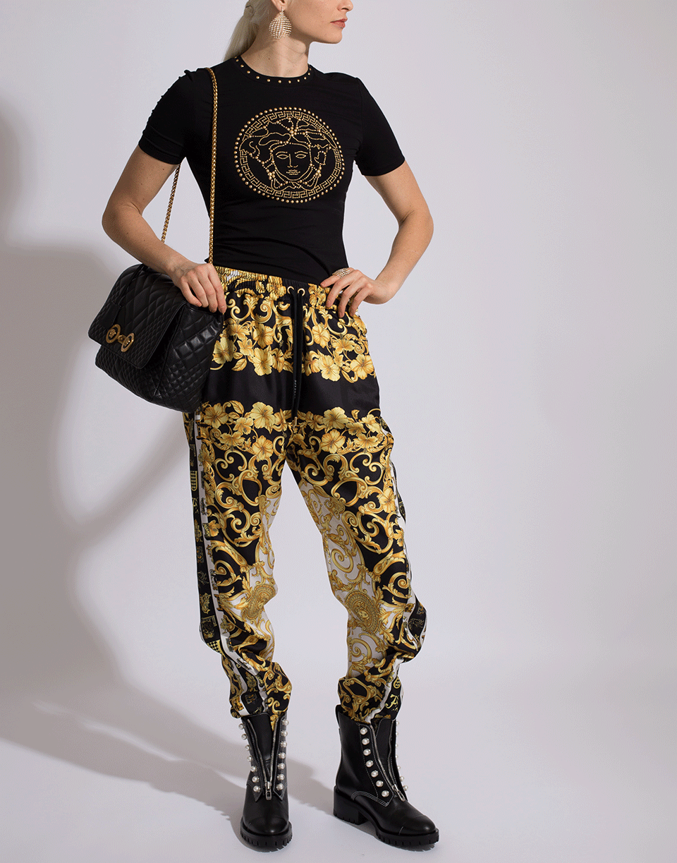 VERSACE-Black And Gold Print Joggers-