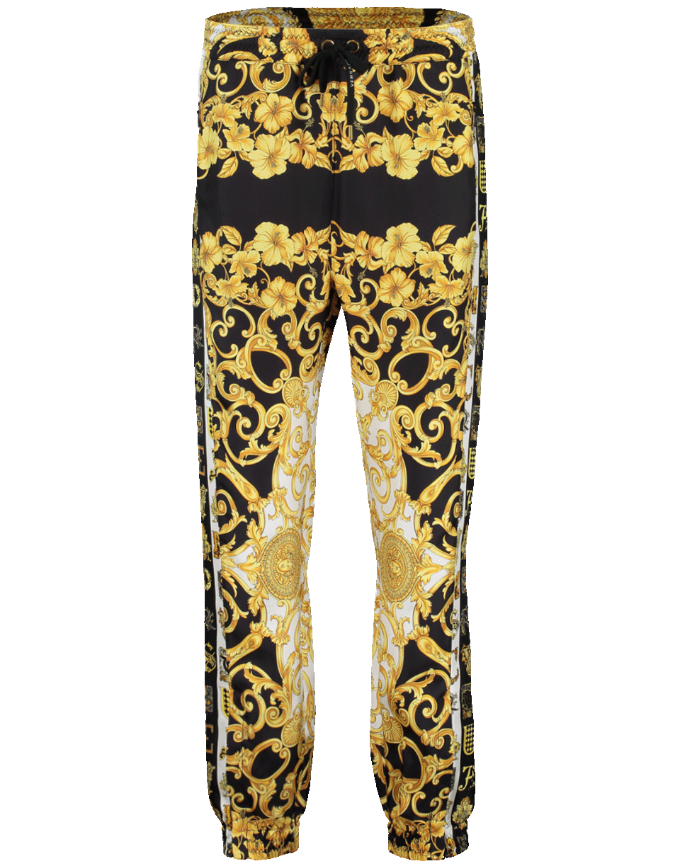 VERSACE-Black And Gold Print Joggers-