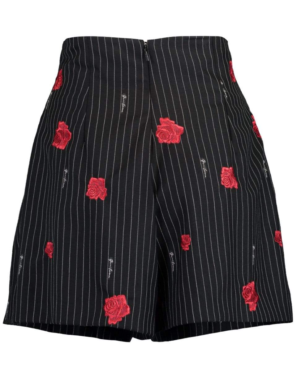 VERSACE-Rose Embroidered Shorts-WHT/BLK