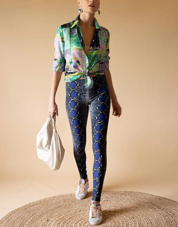 VERSACE-Python Print Leggings-