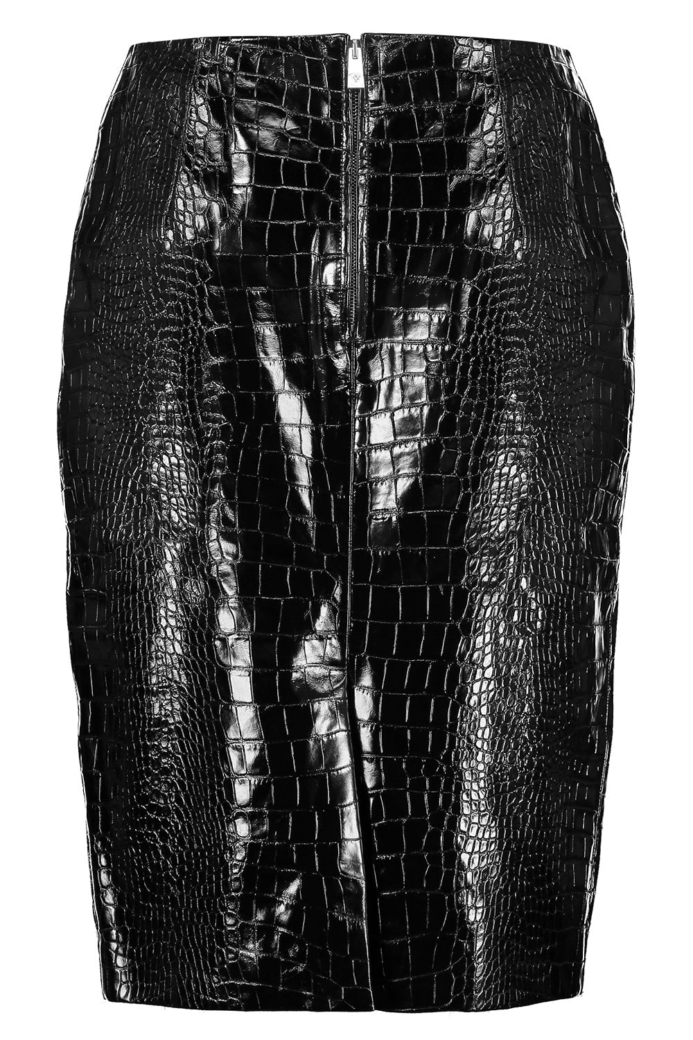 VERSACE-Croc-Effect Midi Skirt-