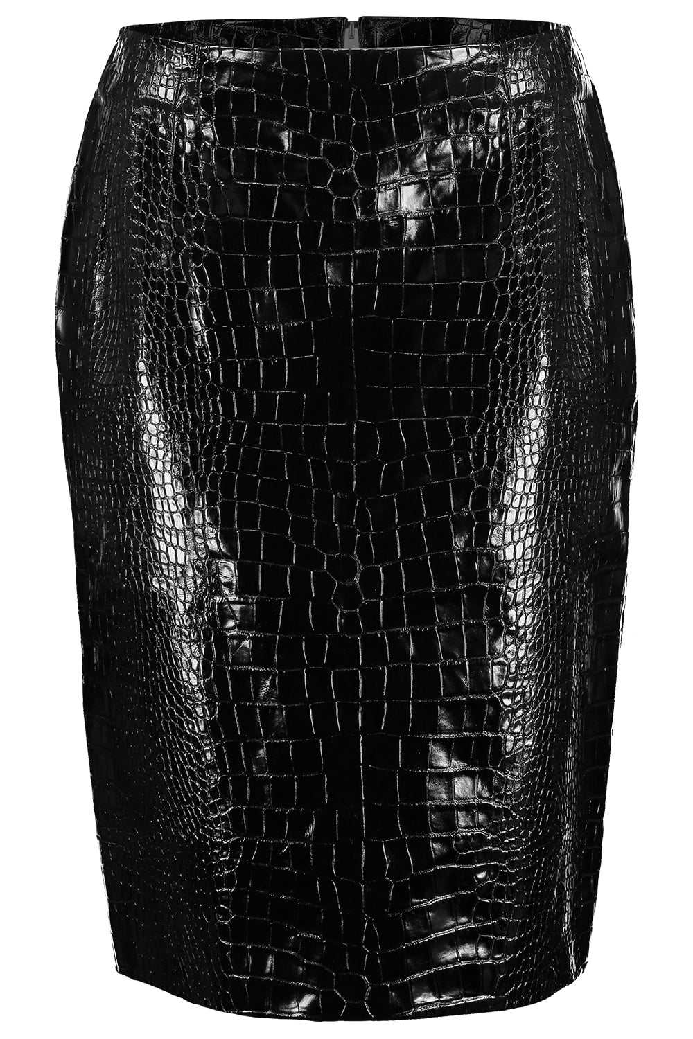 VERSACE-Croc-Effect Midi Skirt-
