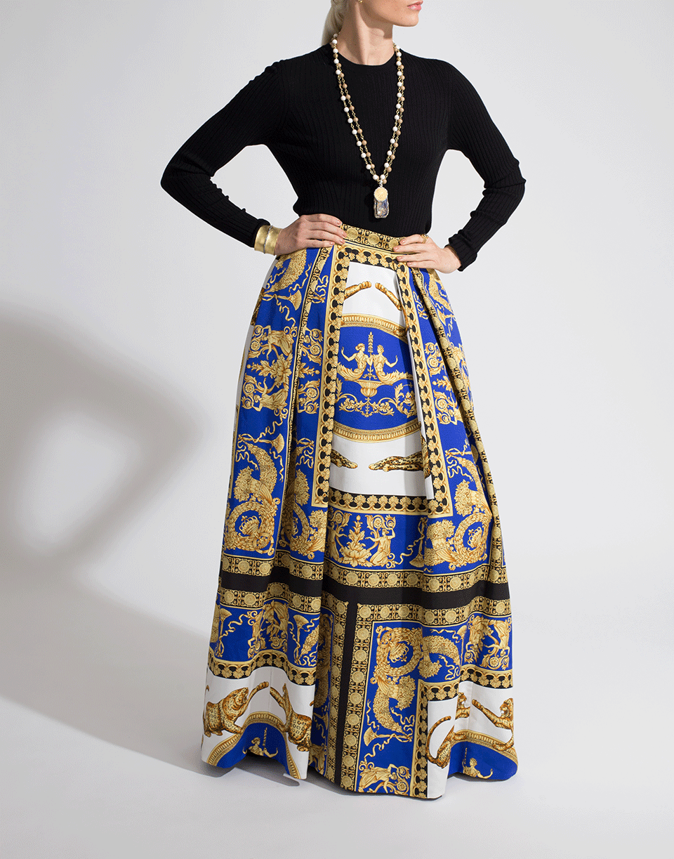 VERSACE-Printed Maxi Skirt-PLLWTALK