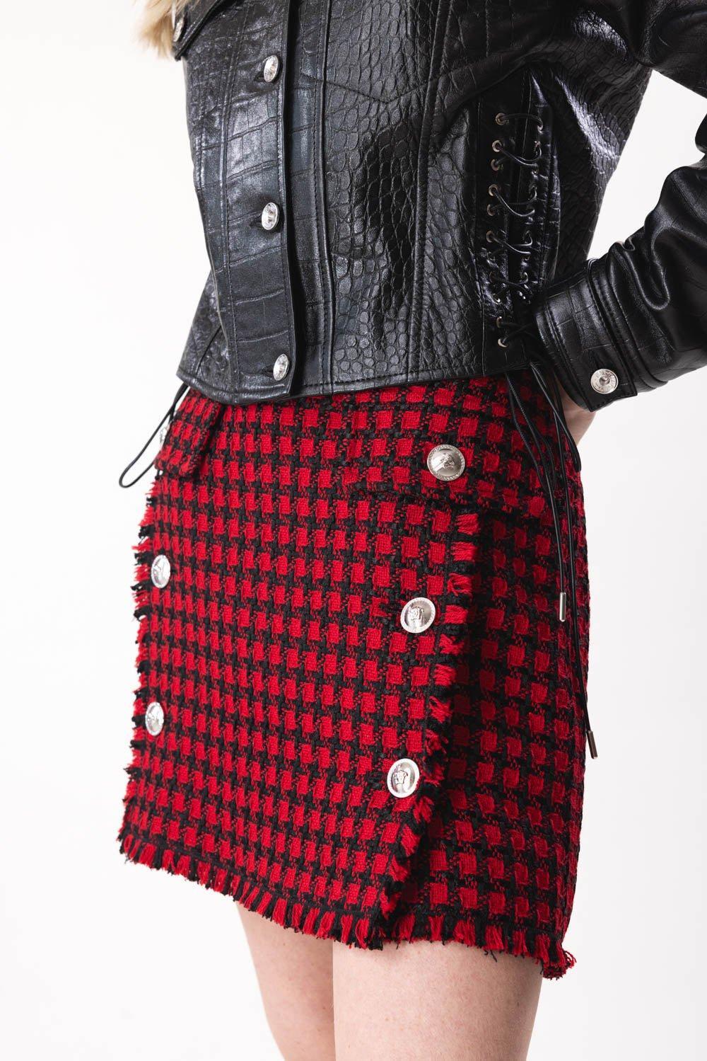 VERSACE-Windowpane Mini Skirt-
