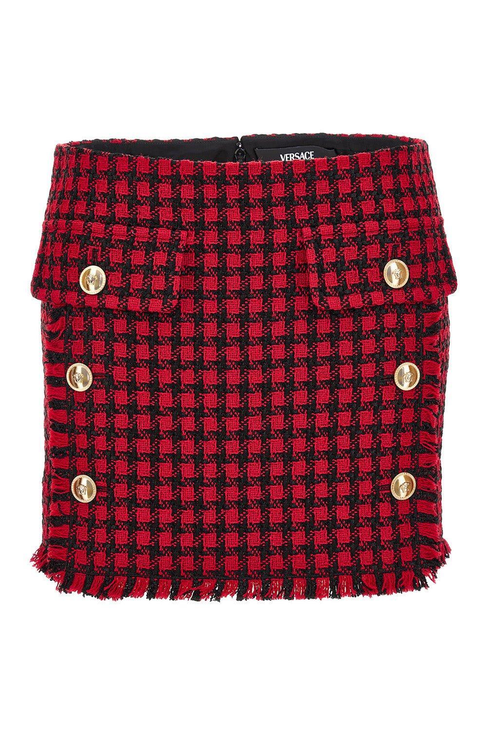 VERSACE-Windowpane Mini Skirt-