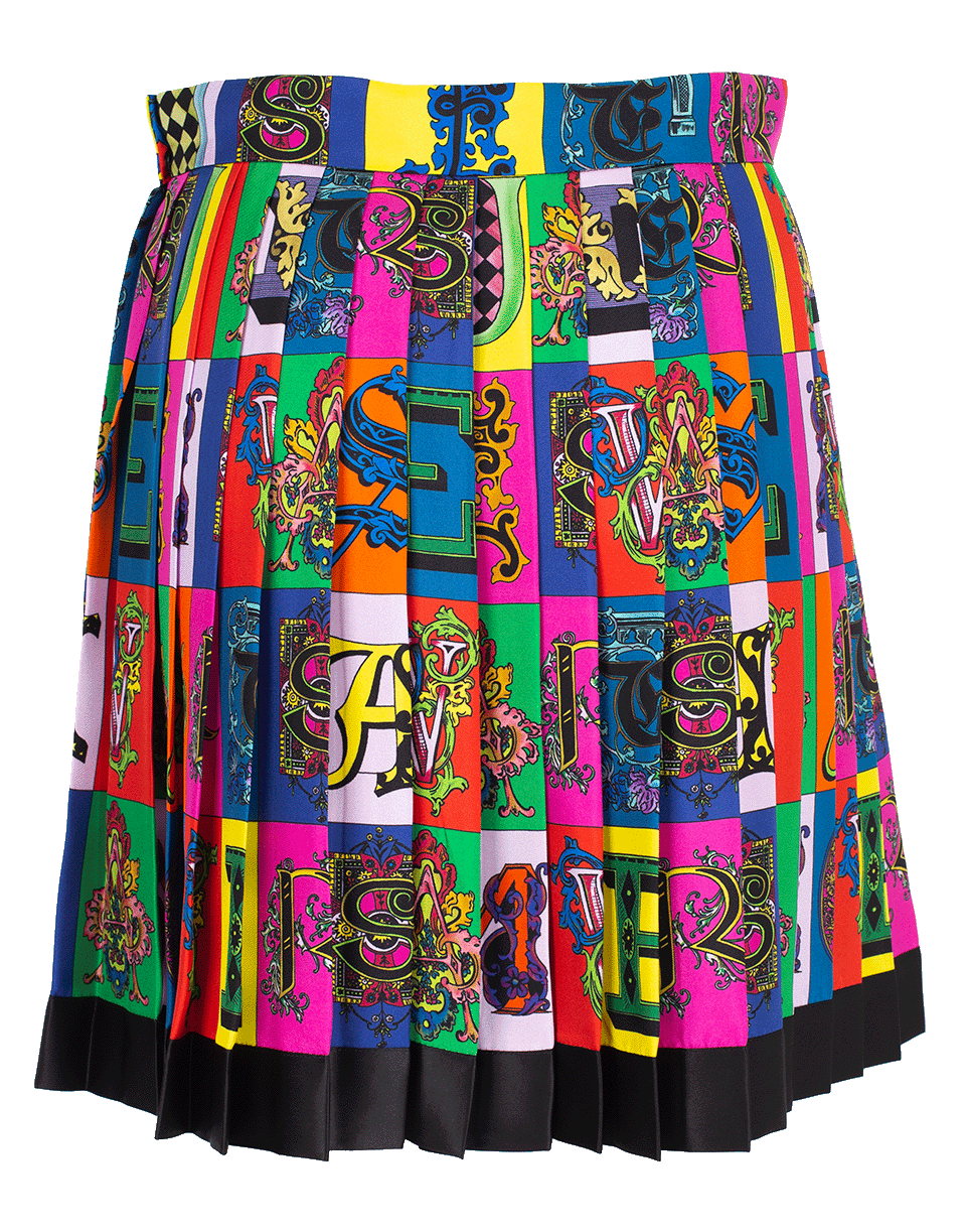 VERSACE-Pleated Versace Print Skirt-