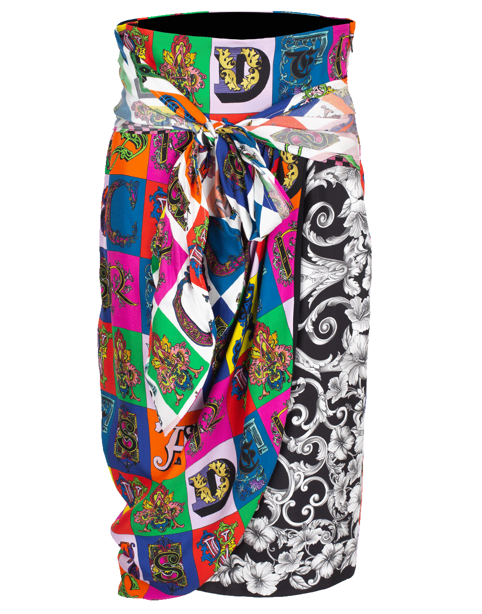 VERSACE-Lettering Print Skirt-