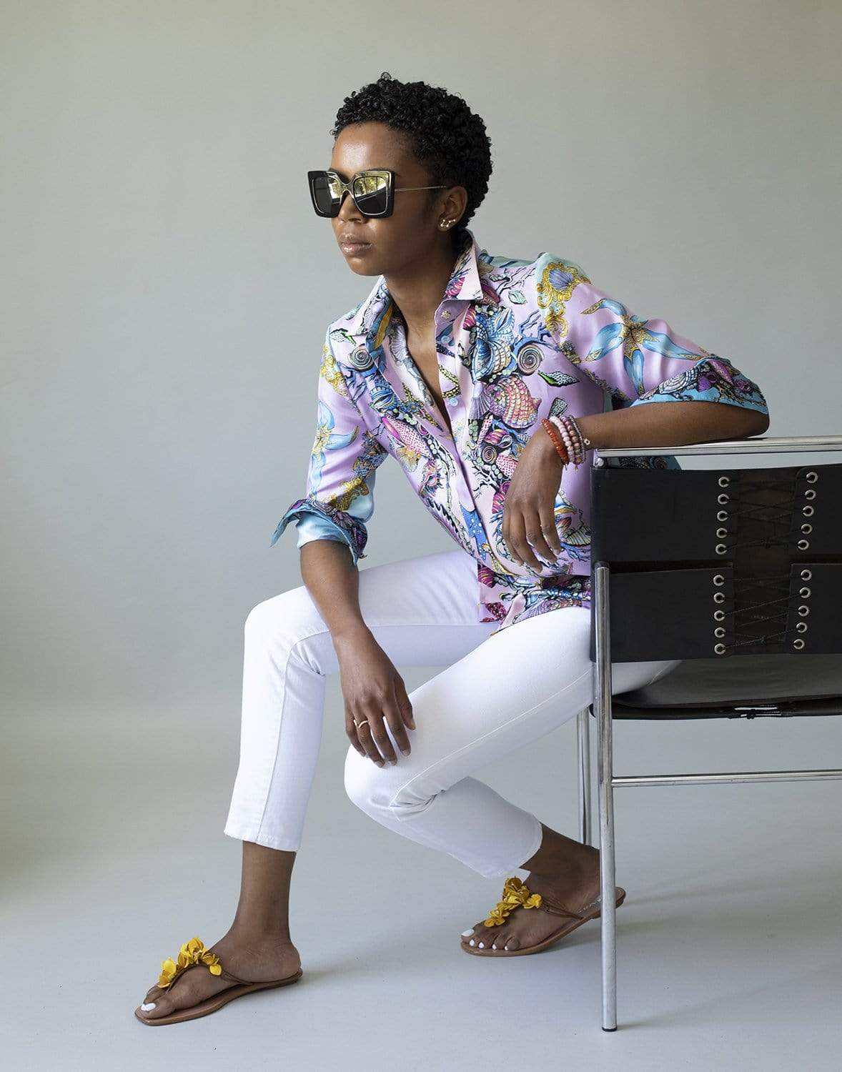 VERSACE-Trésor De La Mer Print Silk Twill Shirt-