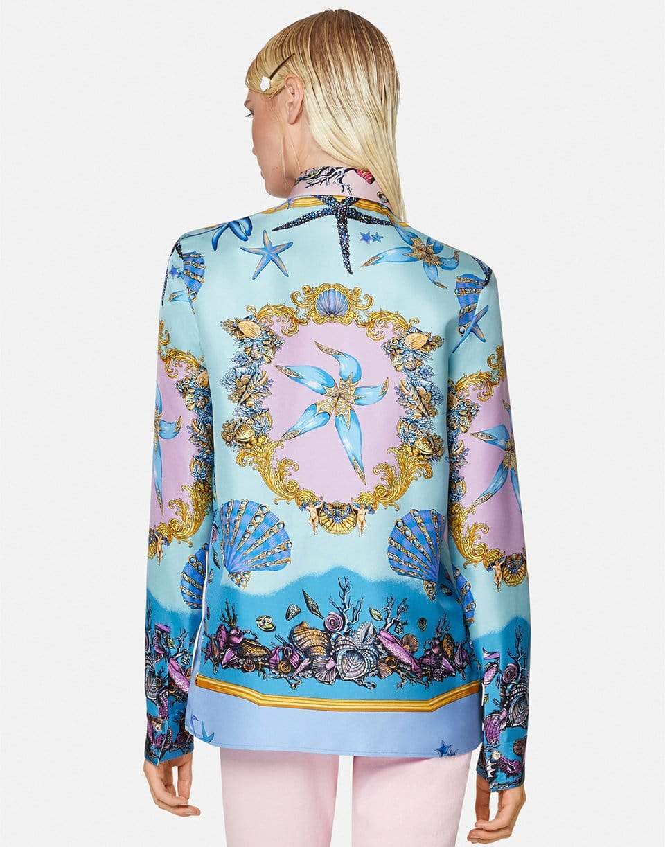 VERSACE-Trésor De La Mer Print Silk Twill Shirt-