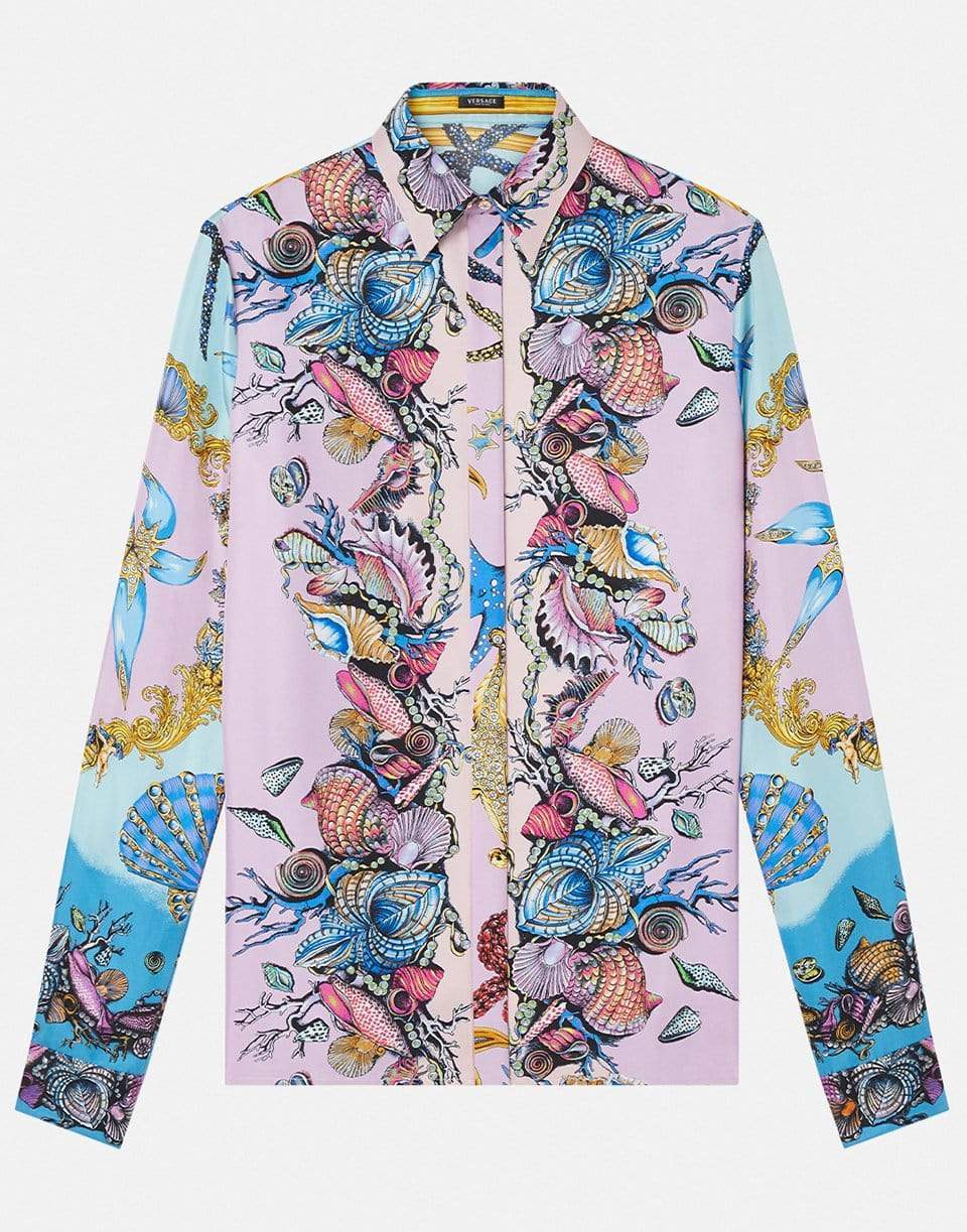 VERSACE-Trésor De La Mer Print Silk Twill Shirt-
