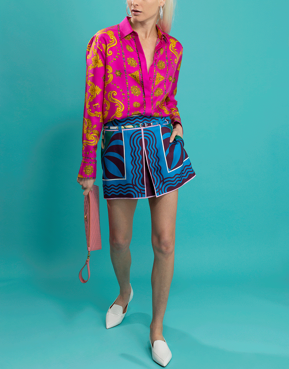 VERSACE-Baroque and Circle Print Blouse-