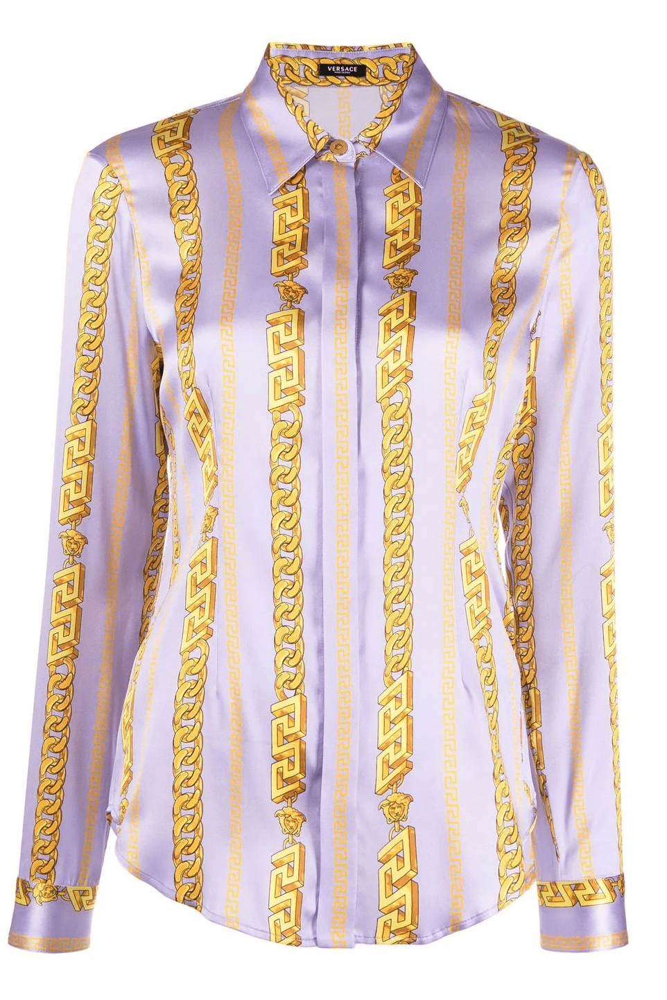 VERSACE-Long Sleeve Chain Print Button Down-