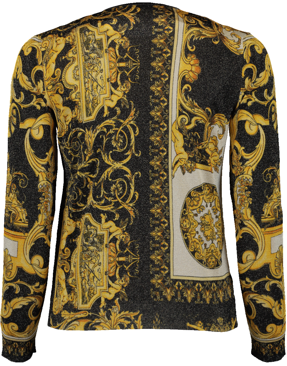 VERSACE-Lurex Knit Cardigan-