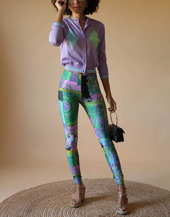 VERSACE-Argyle Intarsia Cashmere Cardigan-